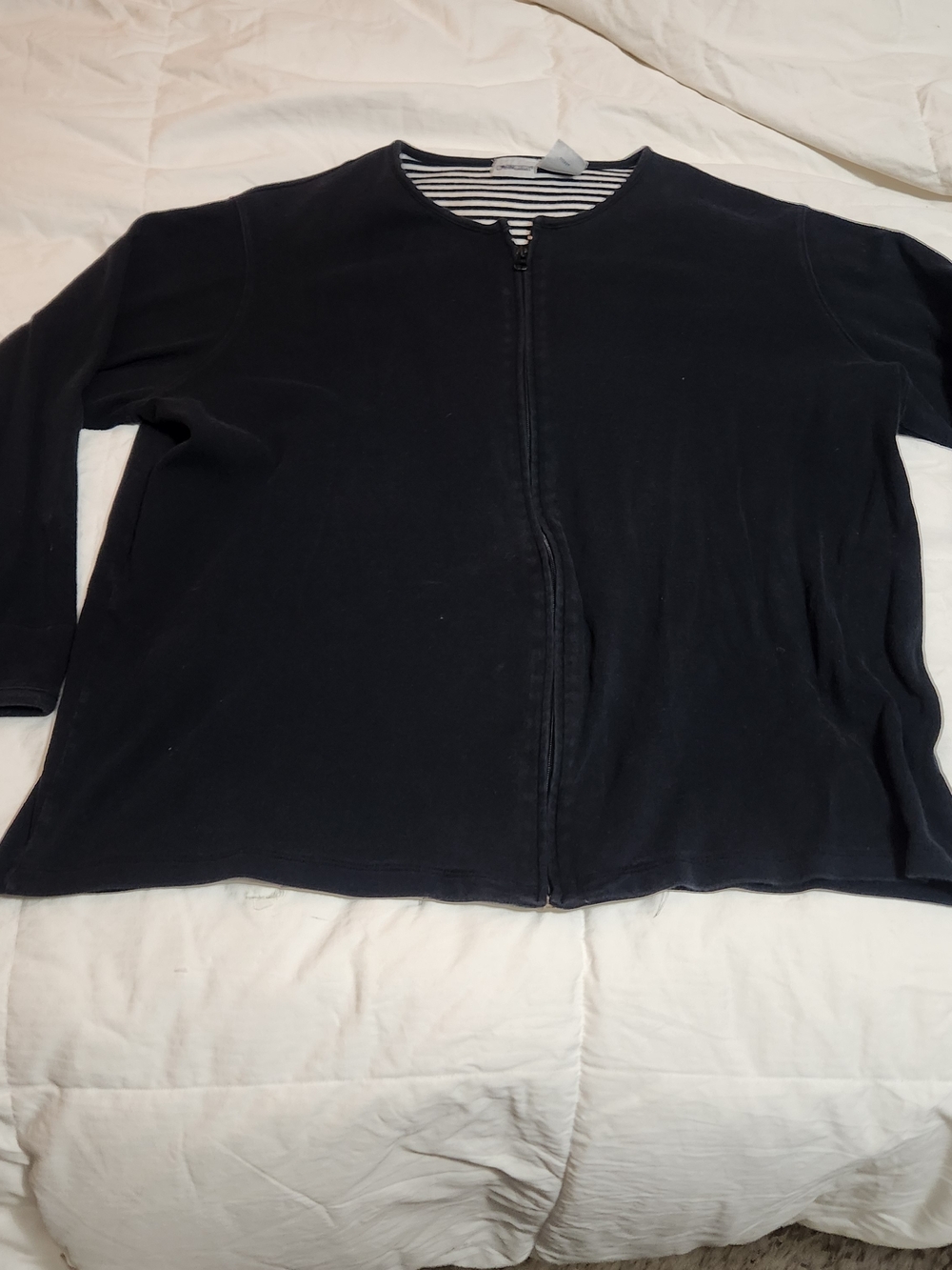 Cabin Creek Dark Navy Zip-Front Crew Cardigan